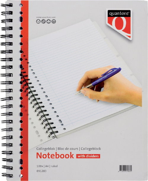 Quantore Collegeblok Quantore A4 lijn 23-gaats 4 tabs 200 pagina's 70gr